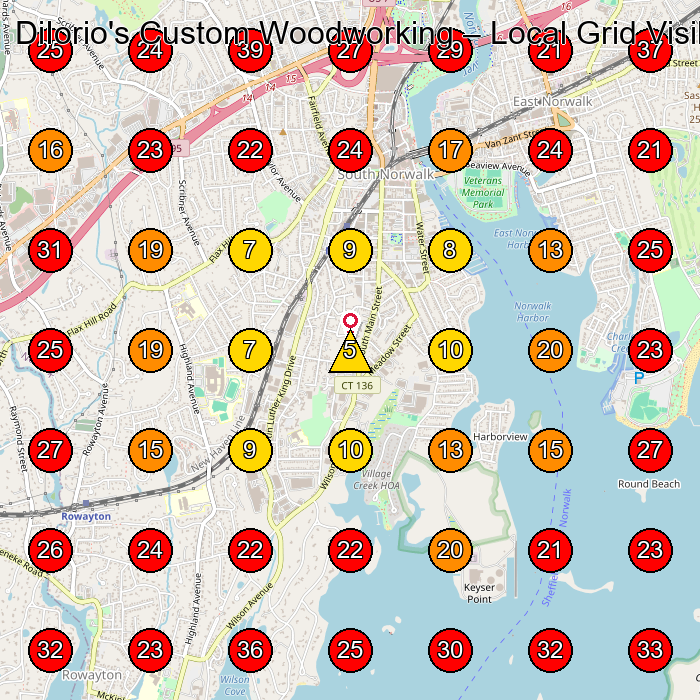 DiIorio's Custom Woodworking GeoGrid visibility map for Kitchen Remodeler in None